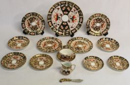 Royal Crown Derby Imari, pattern number 245, including plates, saucers, milk jug, cup and butter