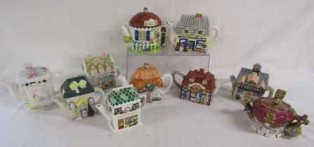 10 teapots to include washing machine Leonard ' The Crown', a crown, Primrose Cottage and Bell