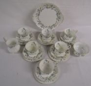 Royal Albert Brigadoon cake plate, milk jug, sugar bowl and trios