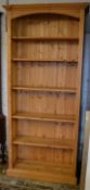 Modern pine bookcase Ht 199cm W 91cm