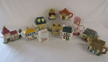 11 teapots includes Leonardo church jumble sale and tea for two, Christopher Wren George and the