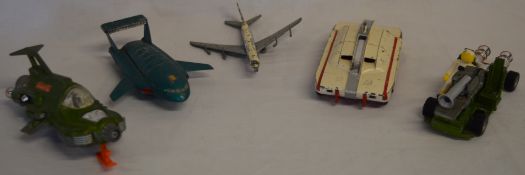 Thunderbird 2 Dinky diecast toy, Dinky Toys UFO Interceptor, Dinky Toys Maximum Security Vehicle,