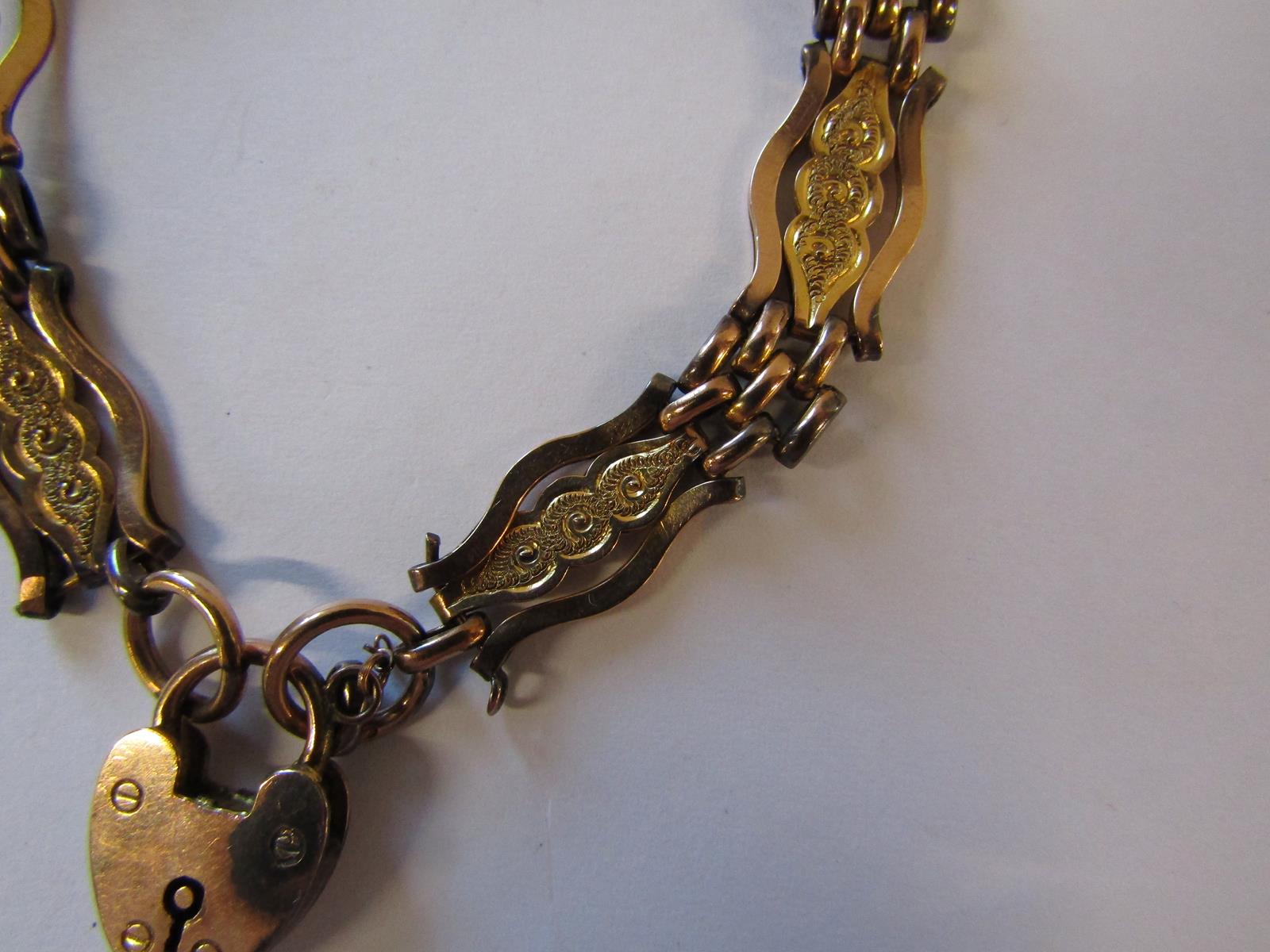 9ct gold bracelet with heart lock - total weight 13.27g (tested to confirm) - Image 3 of 6