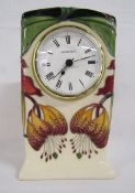 Moorcroft 'Anna lily' CL1 clock designer Nicola Slaney - 16cm tall
