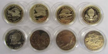 4 one dollar coins and 4 one crown coins, including United States of America One Dollar Liberty '