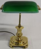 Library table lamp with green shade, height 36cm