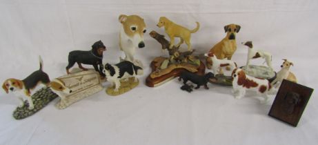 Sherratt & Simpson resin figures includes beagle standing, Whippet head, 'Driftwood' also other