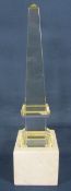 Crystal obelisk approx. 31cm tall with marble base