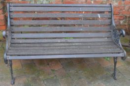 Garden bench with cast iron ends L 128cm