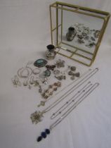 Collection of mostly silver jewellery and a small white metal jug (0.86ozt)