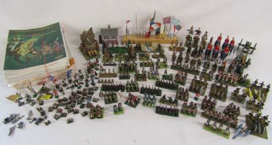 Miniature and micro cast military figures with scenes, tiny figures and cast horses and mounts