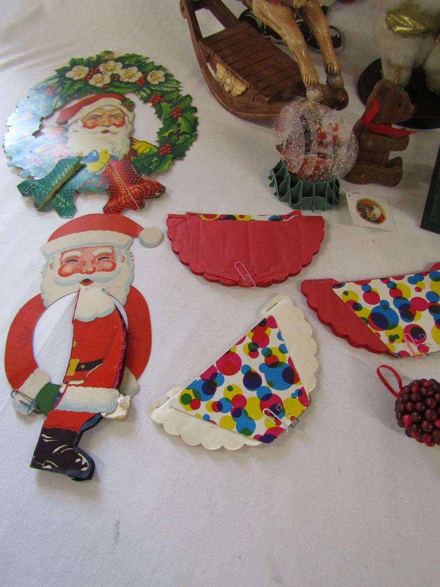 Christmas decorations includes glass baubles, decorative rocking horses, vintage wall hangers, - Image 3 of 7