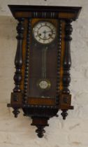 Vienna regulator wall clock with spring driven movement Ht 73cm W 41cm
