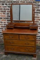 Edwardian dressing table/chest of drawers with inlay, W107cm