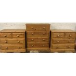 Pair of pine chests of drawers & a pine cabinet/chest of drawers