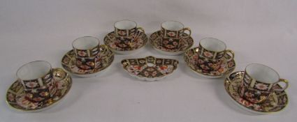 Royal Crown Derby Imari 2451 pattern coffee cans with saucers along with a butter dish - one can