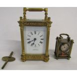 Webber Chelmsford brass carriage clock and 20th century miniature clock