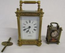 Webber Chelmsford brass carriage clock and 20th century miniature clock