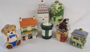 7 biscuit barrels includes bear, post office, The Village squirrel scene, etc