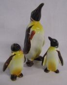 3 Beswick penguins (unmarked) tallest one with stick under arm