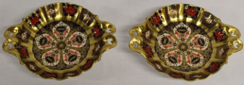 Two Royal Crown Derby 1128 Old Imari 'Duchess' dishes, length 16cm