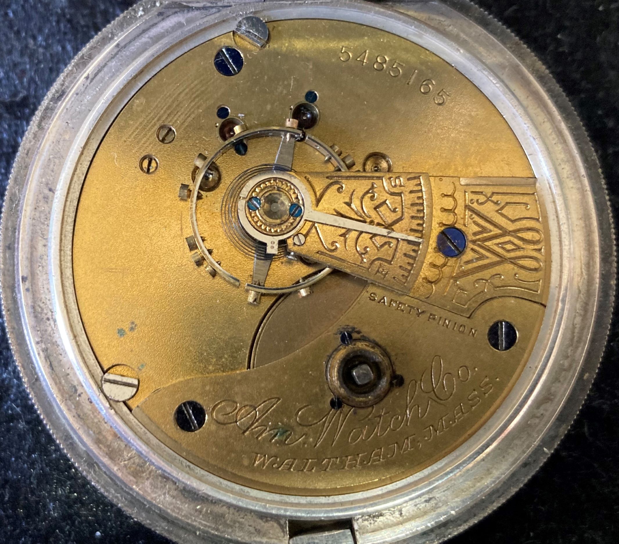 A W W Waltham silver case pocket watch with key - Image 4 of 4