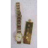 Ladies 9ct gold Accurist watch (damage to strap) - total weight 13.42g and yellow metal pendant