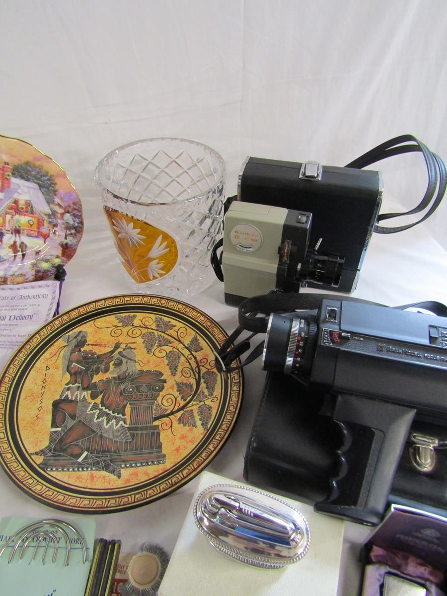 Royal Doulton Christmas plates, silver plate table coasters, cut glass ice bucket, Ronson - Image 4 of 9