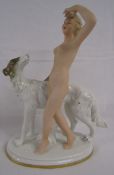 Bavaria Gerold Porzellan matt figurine of nude lady with borzoi