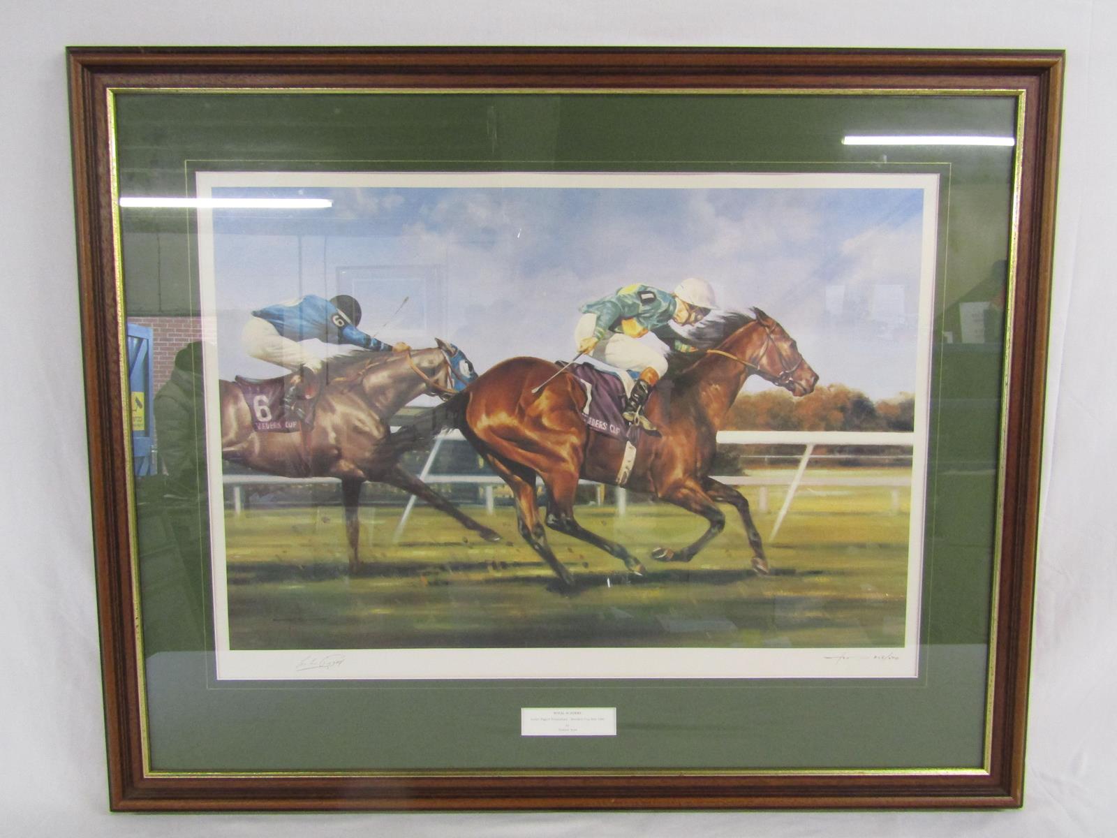 'Royal Academy' framed limited edition 256/500 Lester Piggott print - Lester Piggott  triumphant - Image 2 of 5