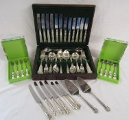 H. Housley & Sons cutlery with case and Limited edition Portmeirion Botanic Garden cake forks and