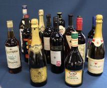 Various bottles of wine, sherry and whisky including Scotsmac Medium Sweet whisky, Croft Original,