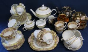 Foley bone china Arcadia part tea service, Sri Lankan part tea service and gold & silver lustre