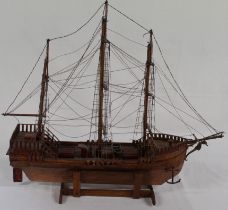 Wooden model galleon, W63cm x H56cm