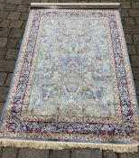 Duck egg blue ground full pile cashmere rug with tree of life design 170cm by 120cm
