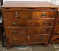 Georgian caddy top chest of drawers with inlaid parquetry decoration & splayed bracket feet (NB it