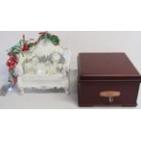 Christmas Gallery Village Scene magnetic music box and a David Fischhoff Christmas chair with lights