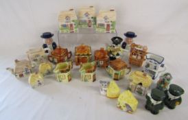 Collection of kitchenware includes tea, coffee, sugar pot with matching mini teapot and milk jug,