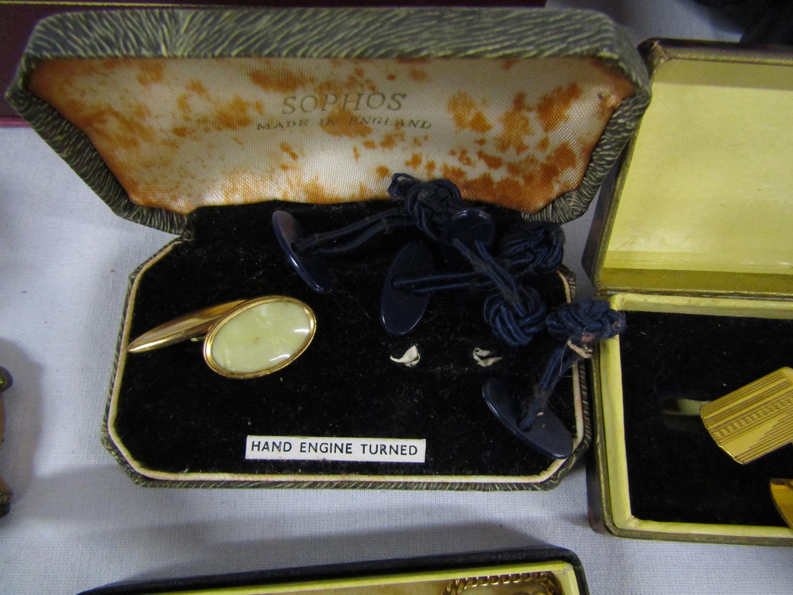Collection of mixed cufflinks and tie pins includes rolled gold, gold on silver etc also 5 Gents - Image 7 of 9