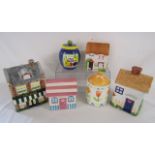 6 cookie / storage jars includes food store, Rayware, Devon Cottage etc