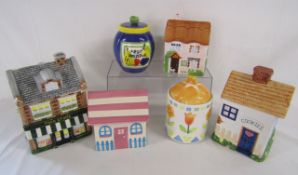 6 cookie / storage jars includes food store, Rayware, Devon Cottage etc