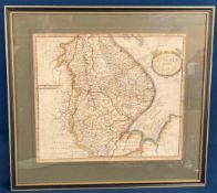 18th century framed Robert Morden engraved aquatint map of Lincolnshire 58cm by 53cm with 2 framed