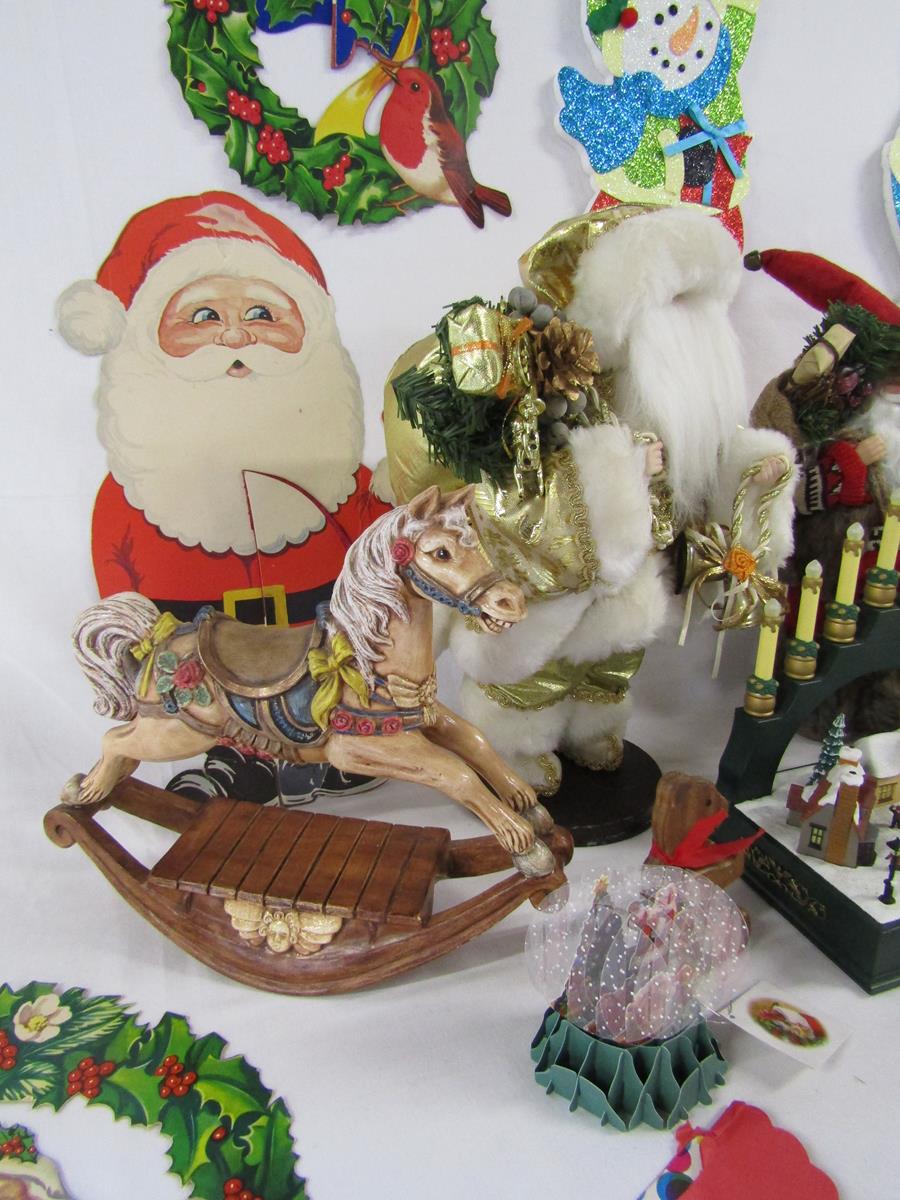 Christmas decorations includes glass baubles, decorative rocking horses, vintage wall hangers, - Image 4 of 7