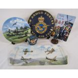 Royal Air Force collectables includes cast iron plaque, Countdown to take-off Coalport collectors