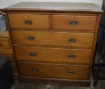 Large Victorian solid oak chest of drawers (top requires re-attaching) W 115cm D 53cm Ht 115cm