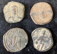 4 ancient Byzantine coins