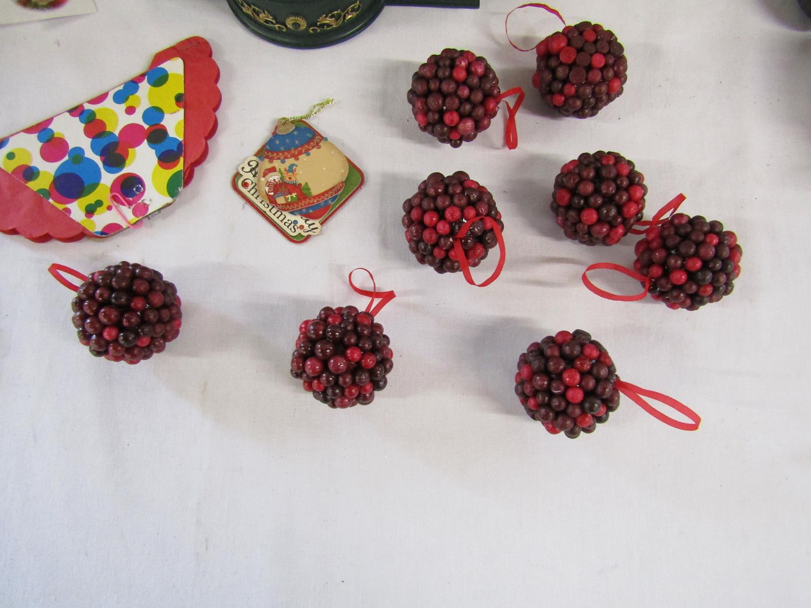 Christmas decorations includes glass baubles, decorative rocking horses, vintage wall hangers, - Image 7 of 7