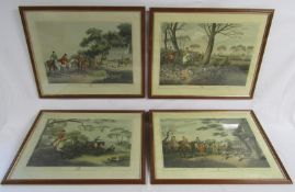 4 framed hunting scene prints La Chasse Au Lievre 'Hare Hunting 1' and 'Hare Hunting 2nd' also La