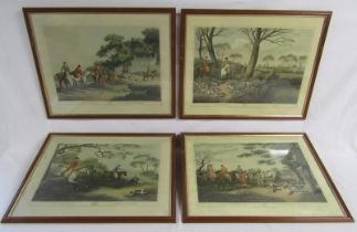4 framed hunting scene prints La Chasse Au Lievre 'Hare Hunting 1' and 'Hare Hunting 2nd' also La