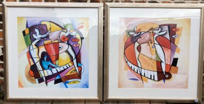 2 large framed Alfred Gockel abstract prints 98cm by 98cm